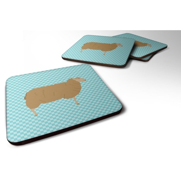 Carolines Treasures East Friesian Sheep Blue Check Foam Coaster, Set of 4 - BB8151FC