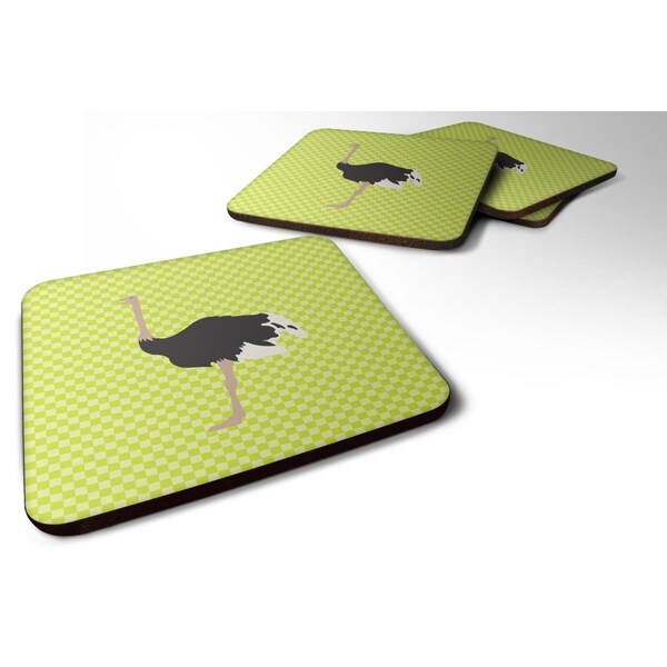 Carolines Treasures Common Ostrich Green Foam Coaster, Set of 4 - BB7750FC