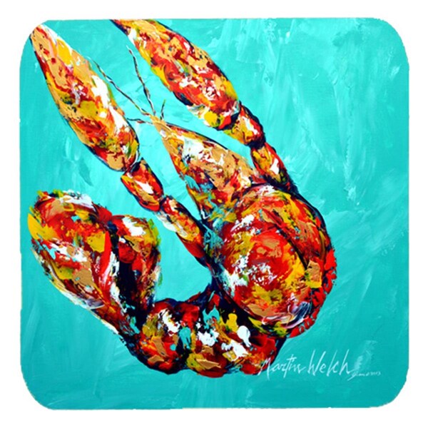 Carolines Treasures Crawfish Electric Claw Aqua Green Foam Coasters- Set of 4 - MW1025FC