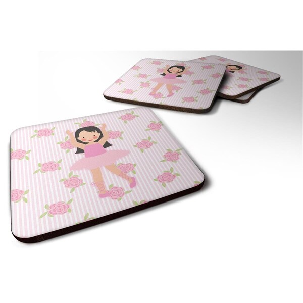 Carolines Treasures Ballerina Long Dark Hair Foam Coaster, Set of 4 - BB5181FC