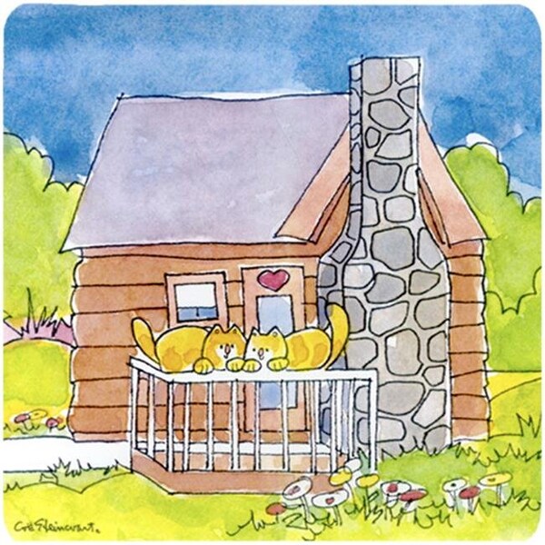 Carolines Treasures Carolines Treasures 6104FC Cat Love At The Log Cabin Foam Coasters - Set 4 - 6104FC