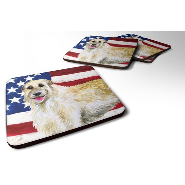 Carolines Treasures Irish Wolfhound Patriotic Foam Coaster, 3.5 x 3.5 in. - Set of 4 - BB9670FC