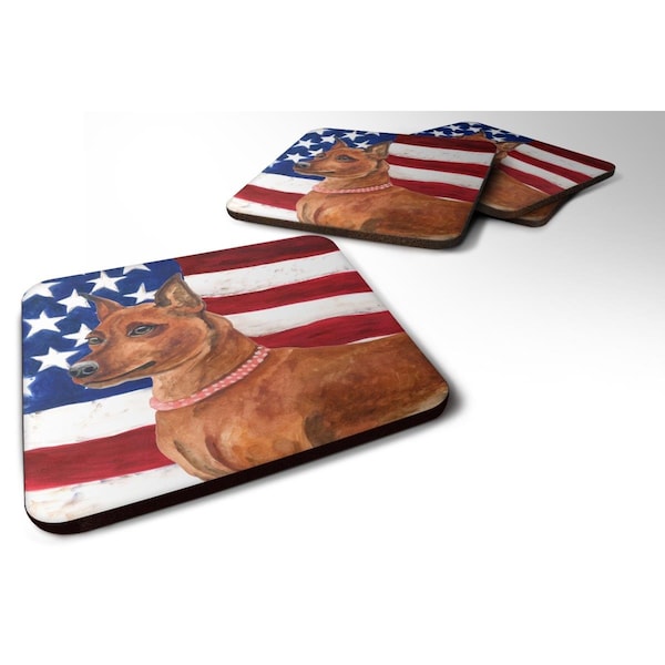 Carolines Treasures Miniature Pinscher Patriotic Foam Coaster, 3.5 x 3.5 in. - Set of 4 - BB9656FC