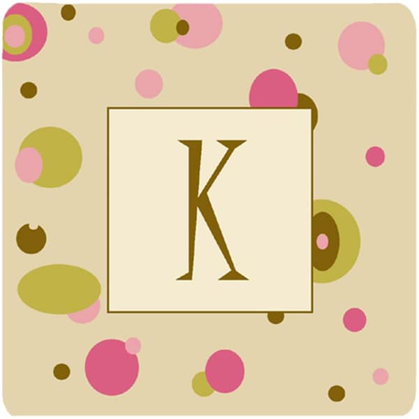 Carolines Treasures Monogram - Tan Dots Foam Coasters Initial Letter K- Set of 4 - CJ1004-KFC
