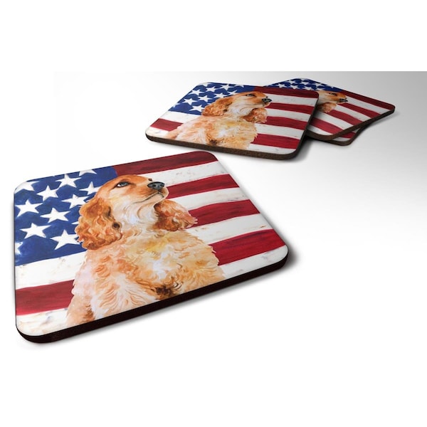 Carolines Treasures Cocker Spaniel Patriotic Foam Coaster, 3.5 x 3.5 in. - Set of 4 - BB9706FC