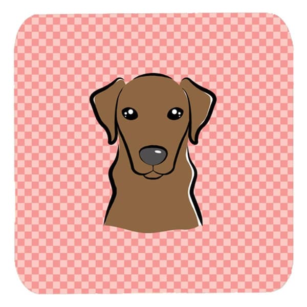 Carolines Treasures 3.5 x 3.5 In. Checkerboard Pink Chocolate Labrador Foam Coasters, 4PK - BB1234FC