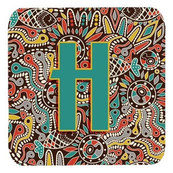 Carolines Treasures Letter H Retro Tribal Alphabet Initial Foam Coasters- Set of 4 - CJ2013-HFC