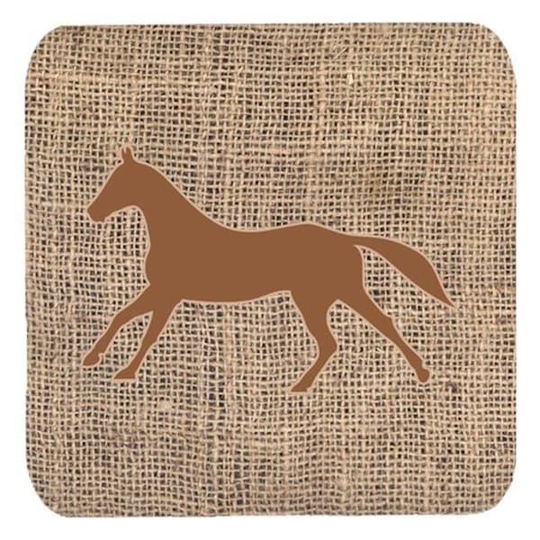 Carolines Treasures Carolines Treasures BB1003-BL-BN-FC Horse Burlap And Brown Foam Coasters; Set Of 4 - BB1003-BL-BN-FC