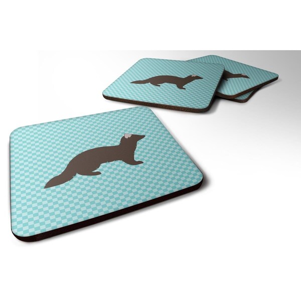 Carolines Treasures Sable Marten Blue Check Foam Coaster, Set of 4 - BB8043FC
