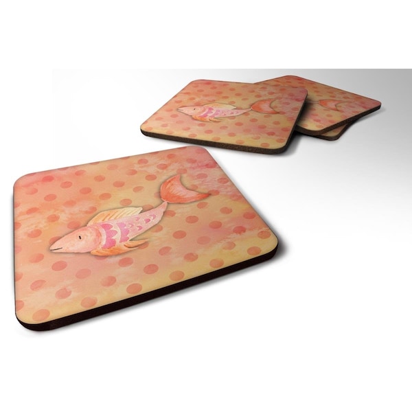 Carolines Treasures Orange Fish Watercolor Foam Coasters - Set of 4 - BB7387FC