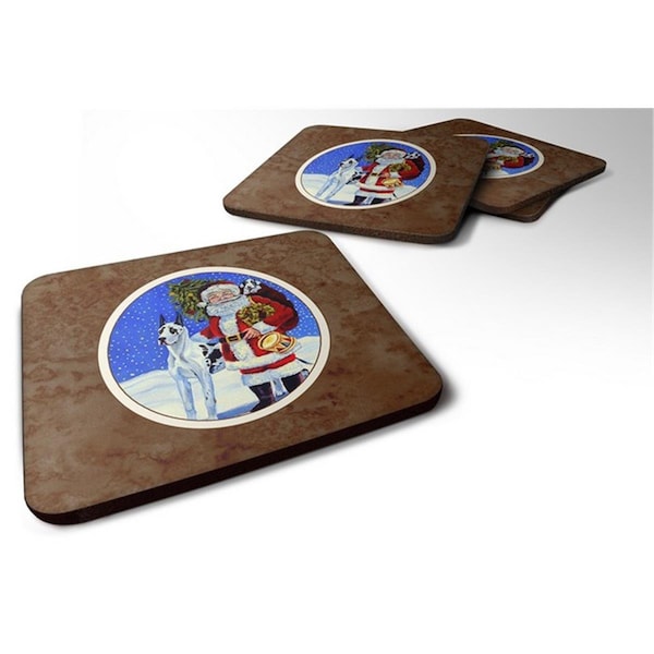 Carolines Treasures Harlequin Great Dane with Santa Claus Foam Coaster, Set of 4 - 7083FC