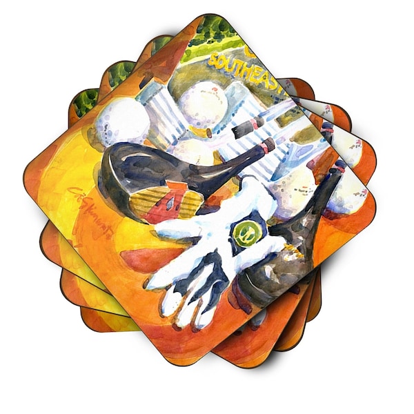 Carolines Treasures Southeastern Golf Clubs With Glove And Balls Foam Coasters - Set 4 - 6070FC