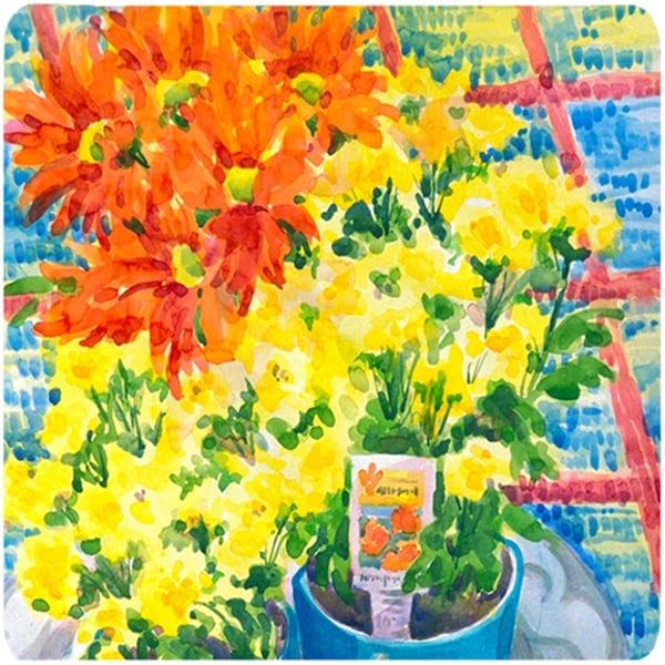 Carolines Treasures Flower - Mums Foam Coasters - Set of 4- 3.5 x 3.5 In. - 6005FC