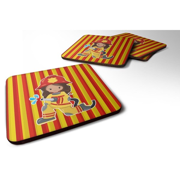 Carolines Treasures Fireman Girl Foam Coasters - Set of 4 - BB7001FC