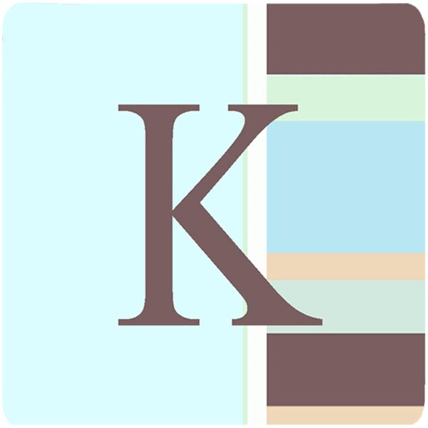 Carolines Treasures Monogram - Blue Stripes Foam Coasters Initial Letter K- Set of 4 - CJ1003-KFC