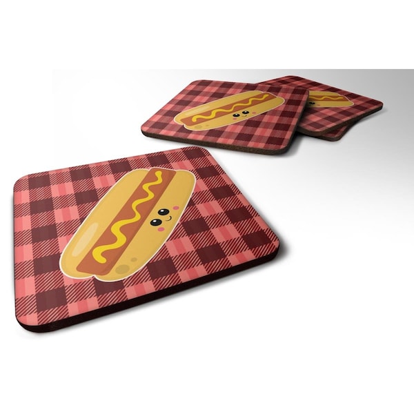 Carolines Treasures Hot Dog Face Foam Coasters - Set of 4 - BB7045FC