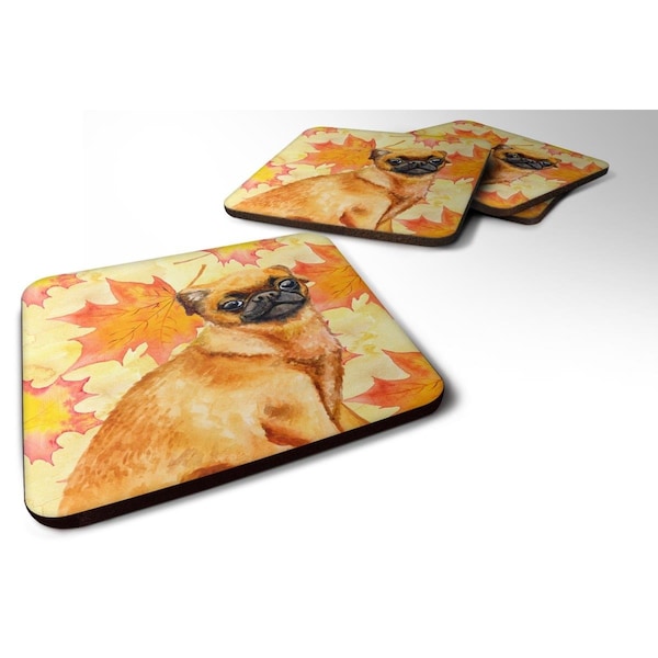 Carolines Treasures Small Brabant Griffon Fall Foam Coaster, 3.5 x 3.5 in. - Set of 4 - BB9928FC