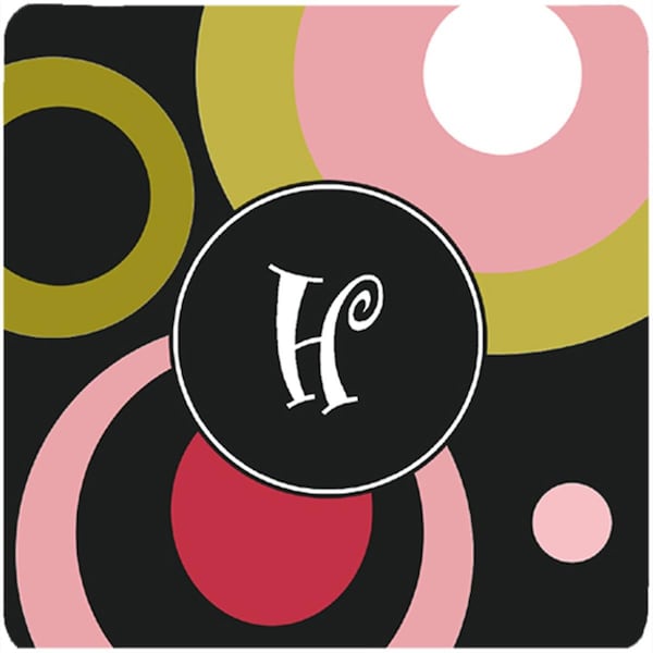 Carolines Treasures Monogram - Retro In Black Foam Coasters - Set of 4- 3.5 x 3.5 In. - AM1001-HFC