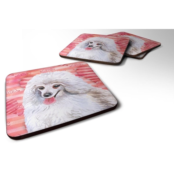 Carolines Treasures Medium White Poodle Love Foam Coaster - Set of 4 - BB9770FC