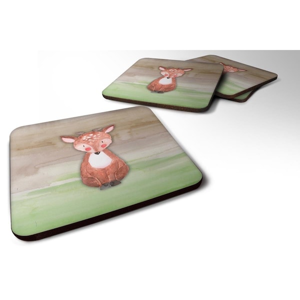 Carolines Treasures Baby Deer Watercolor Foam Coasters - Set of 4 - BB7442FC