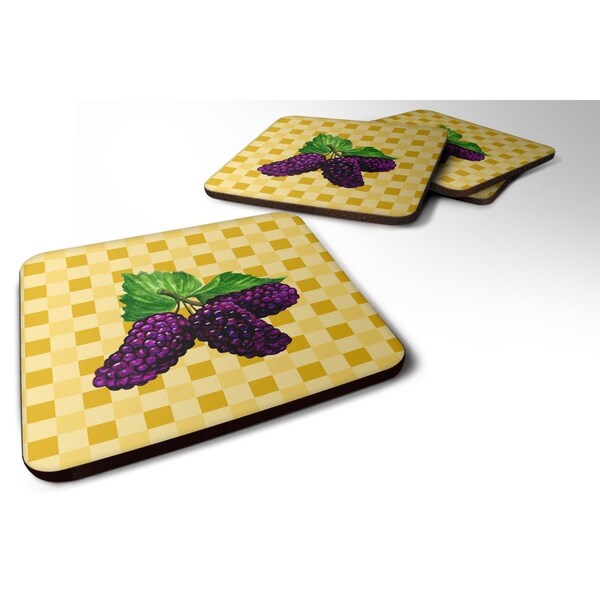 Carolines Treasures Mulberries on Basketweave Foam Coasters - Set of 4 - BB7237FC