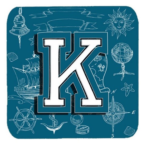Carolines Treasures Letter K Sea Doodles Initial Alphabet Foam Coasters- Set of 4 - CJ2014-KFC