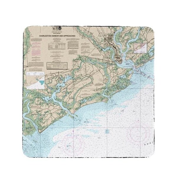 Betsy Drake Betsy Drake CT11521 4 x 4 in. Charleston Harbor & Approaches; SC Nautical Map Coaster - Set of 4 - CT11521