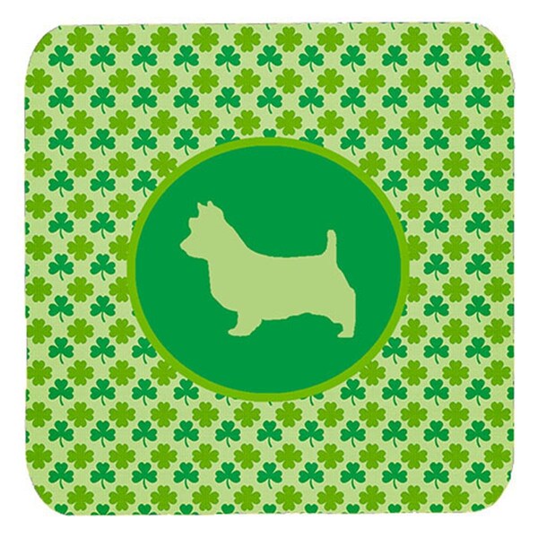 Carolines Treasures Australian Terrier Lucky Shamrock Foam Coasters- Set of 4 - SDK1009-C-FC