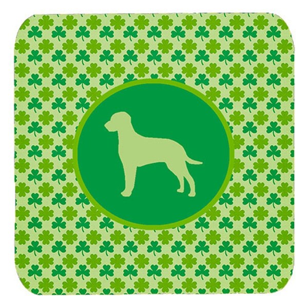 Carolines Treasures Curly Coated Retriever Lucky Shamrock Foam Coasters- Set of 4 - SDK1023-C-FC