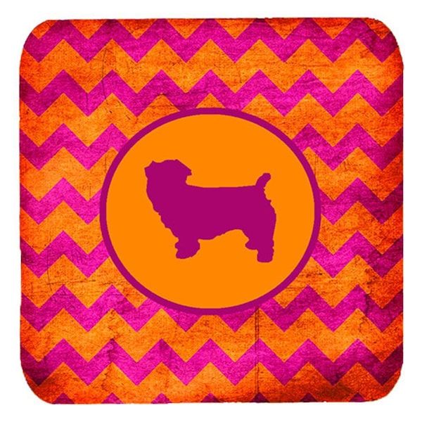 Carolines Treasures Glen Of Imal Chevron Pink And Orange Foam Coasters- Set of 4 - SDK1032-B-FC