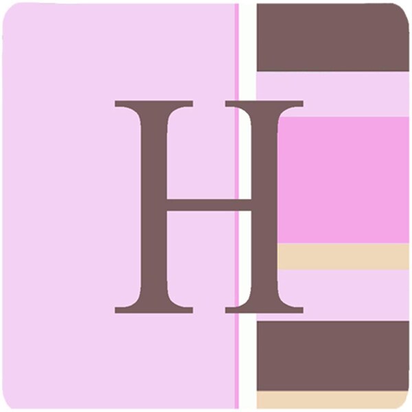 Carolines Treasures Monogram - Pink Stripes Foam Coasters Initial Letter H- Set of 4 - CJ1005-HFC