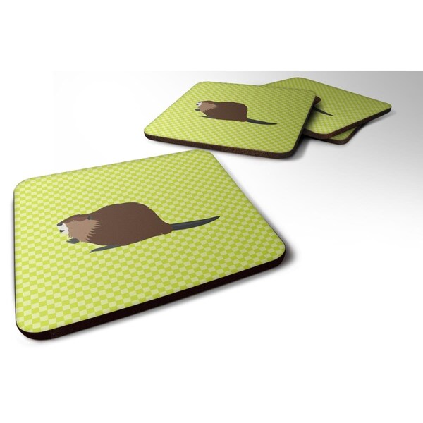 Carolines Treasures Eurasian Beaver Green Foam Coaster, Set of 4 - BB7699FC