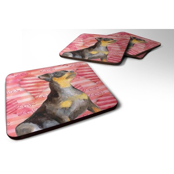 Carolines Treasures Miniature Pinscher No.2 Love Foam Coaster - Set of 4 - BB9811FC