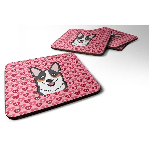 Carolines Treasures Tricolor Corgi Hearts Foam Coasters - Set of 4 - BB5325FC