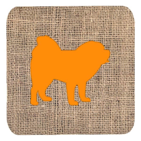 Carolines Treasures Chow Chow Burlap And Orange Foam Coasters- Set of 4 - BB1106-BL-OR-FC