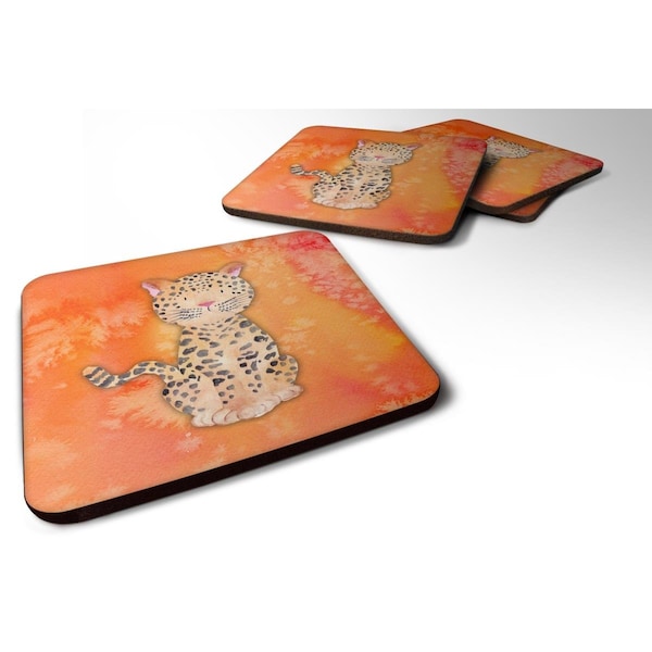 Carolines Treasures Leopard Watercolor Foam Coasters - Set of 4 - BB7396FC