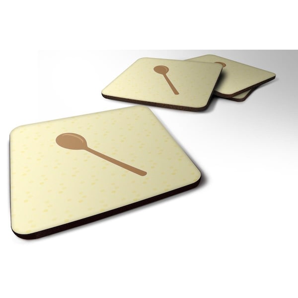Carolines Treasures Wooden Spoon on Yellow Foam Coasters - Set of 4 - BB7285FC