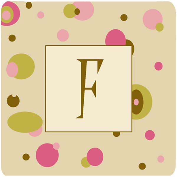 Carolines Treasures Monogram - Tan Dots Foam Coasters Initial Letter F- Set of 4 - CJ1004-FFC