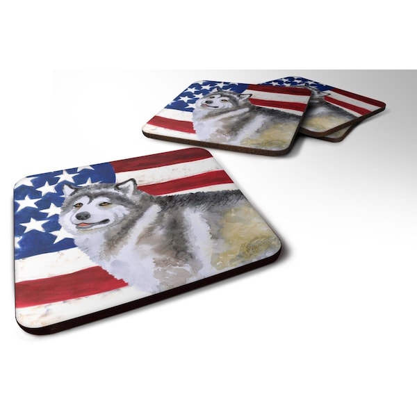 Carolines Treasures Alaskan Malamute Patriotic Foam Coaster, 3.5 x 3.5 in. - Set of 4 - BB9638FC