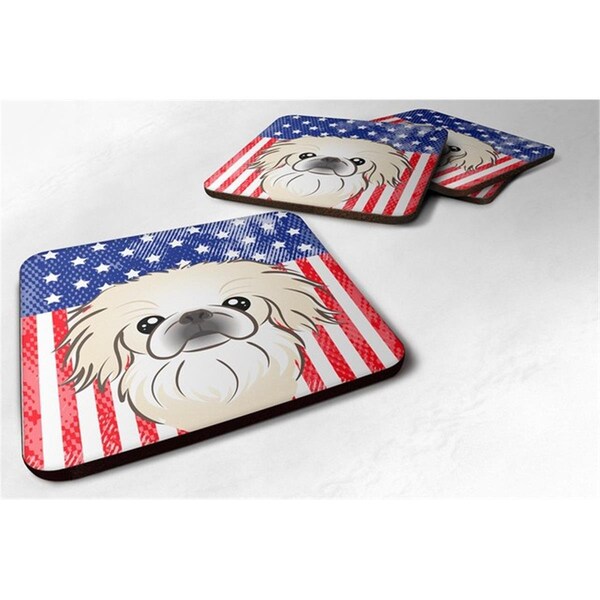 Carolines Treasures American Flag and Pekingese Foam Coaster, Set of 4 - BB2151FC