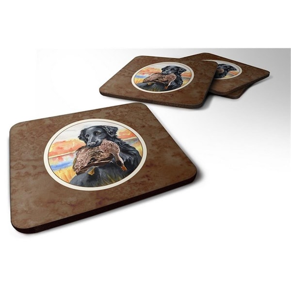 Carolines Treasures Flat Coated Retriever Foam Coaster, 3.5 x 0.25 x 3.5 in. - Set of 4 - 7032FC