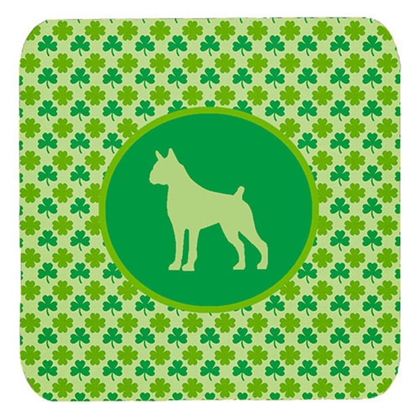 Carolines Treasures Boxer Lucky Shamrock Foam Coasters- Set of 4 - SDK1075-C-FC