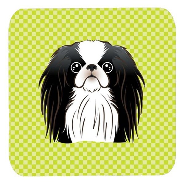 Carolines Treasures Carolines Treasures BB1292FC 3.5 x 3.5 In. Checkerboard Lime Green Japanese Chin Foam Coasters; Set Of 4 - BB1292FC
