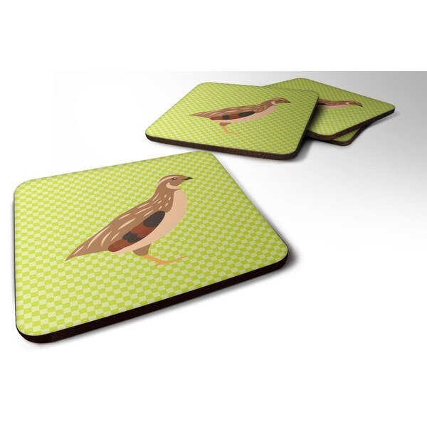 Carolines Treasures Golden Phoenix Quail Green Foam Coaster, Set of 4 - BB7781FC