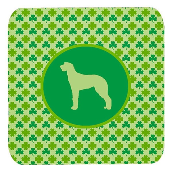 Carolines Treasures Scottish Deerhound Lucky Shamrock Foam Coasters- Set of 4 - SDK1071-C-FC