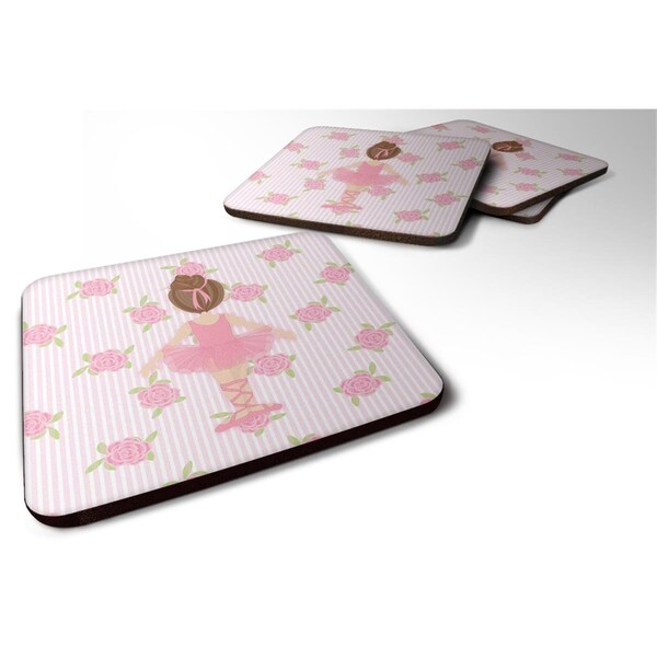 Carolines Treasures Ballerina Brunette Back Pose Foam Coaster, Set of 4 - BB5176FC