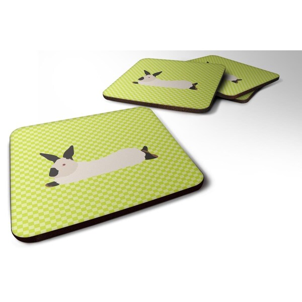 Carolines Treasures California White Rabbit Green Foam Coaster, Set of 4 - BB7793FC