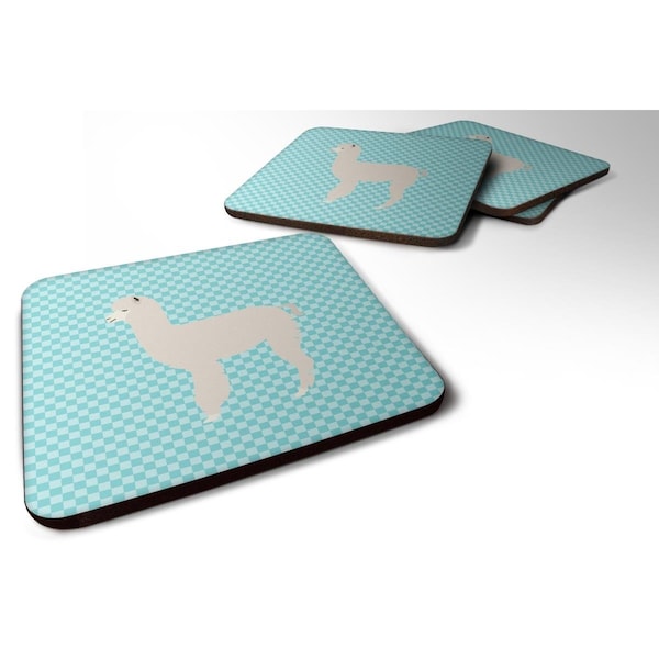 Carolines Treasures Alpaca Blue Check Foam Coaster, Set of 4 - BB8093FC