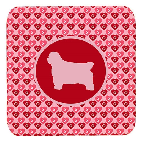 Carolines Treasures Clumber Spaniel Valentine Hearts Foam Coasters, 3.5 x 3.5 in., 4PK - SDK1021-A-FC