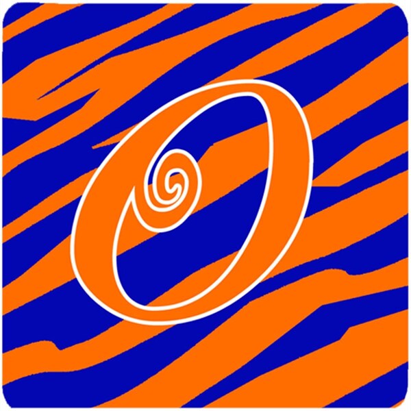 Carolines Treasures Monogram - Tiger Stripe Blue and Orange Foam Coasters Initial Letter O, 4PK - CJ1036-OFC